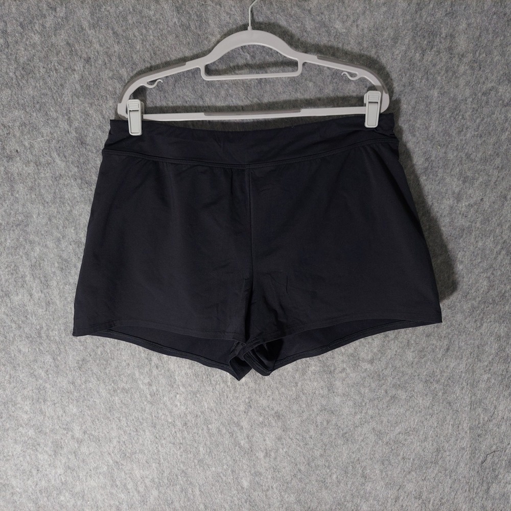 Lands' End Women Swim Shorts 16 Black Sporty Board Shorts Mid Rise Lined
